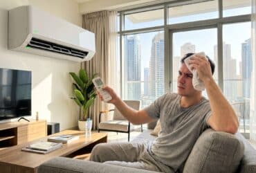 AC running but not cooling in a Dubai apartment with resident looking uncomfortable (1)
