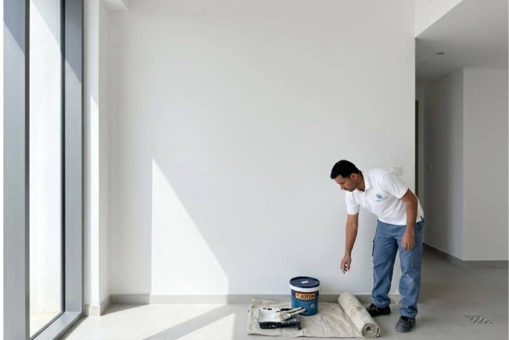 Smooth and even wall finish after professional repaint by BHMS Home Maintenance in Dubai