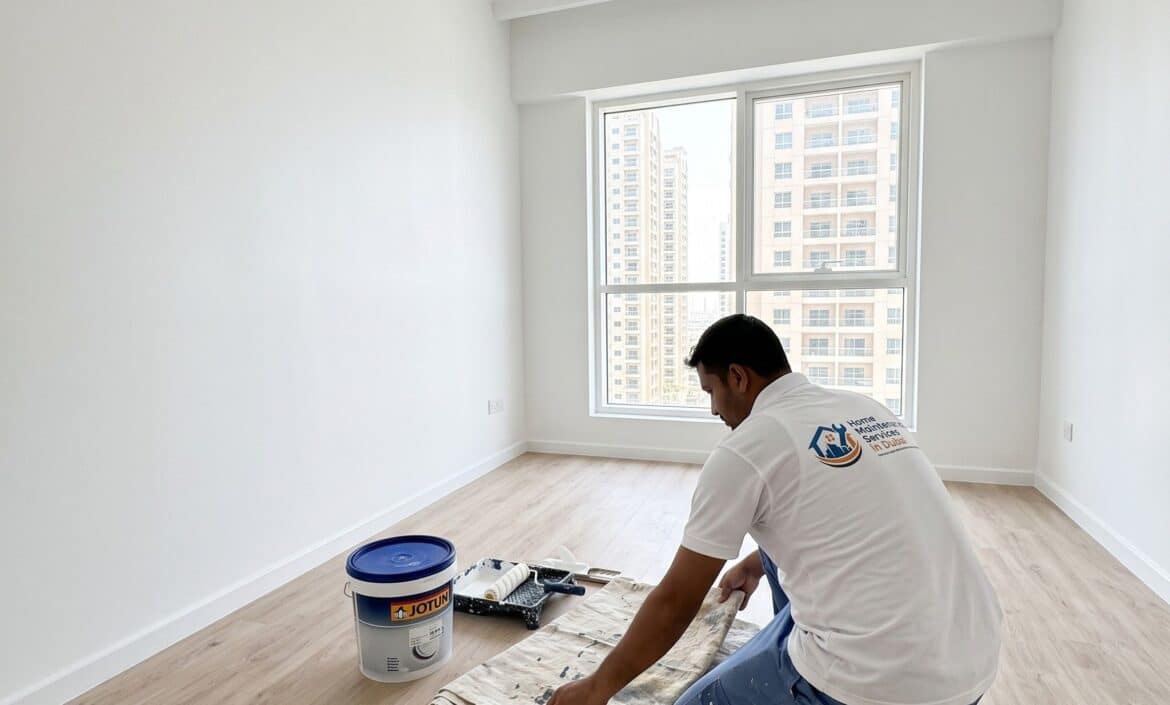 move out painting dubai, after painting room results with jotun paints in dubai.