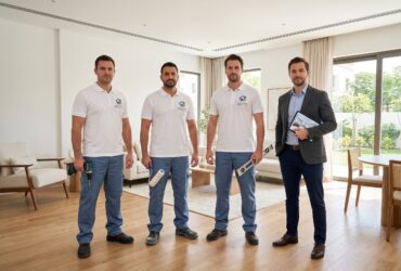 BHMS home maintenance team working on painting, carpentry, and repairs in a Dubai apartment"