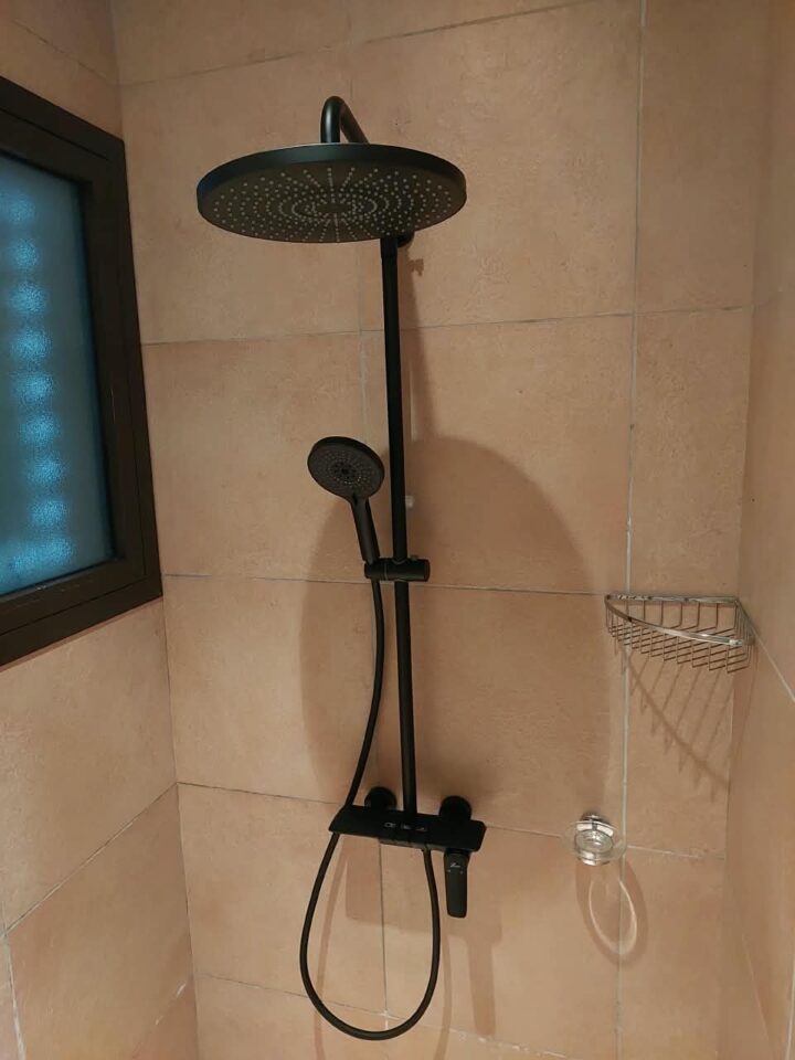 New black shower mixer fitted